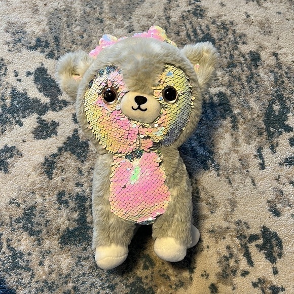 Justice Deer Gray Soft Plush Sequin Stuffed Animal Toy 11" - Picture 1 of 7